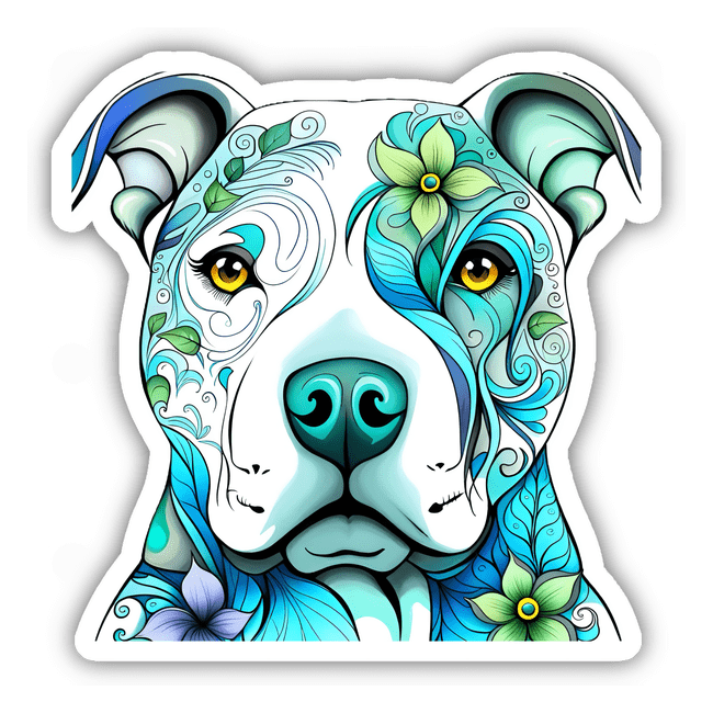 Floral Sugar Skull Pitbull Blues