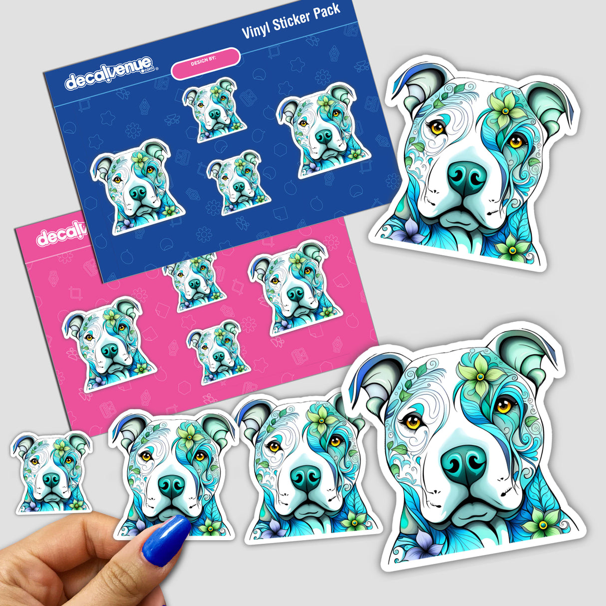 Floral Sugar Skull Pitbull Blues