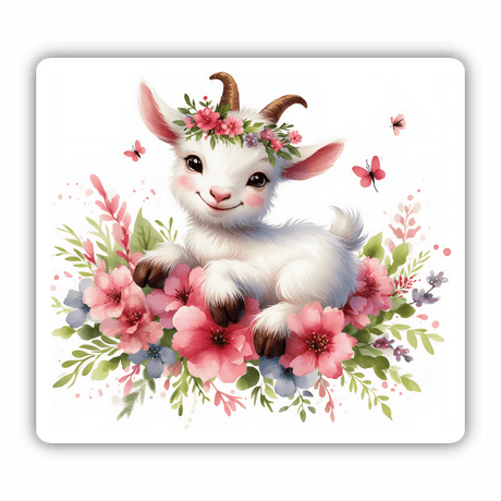Baby Goat on a Bed of Flowers