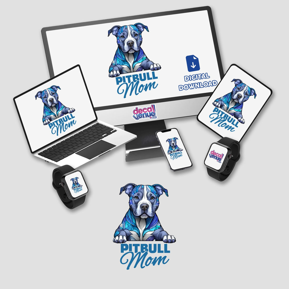 Aztec Pattern Blue Pitbull Mom