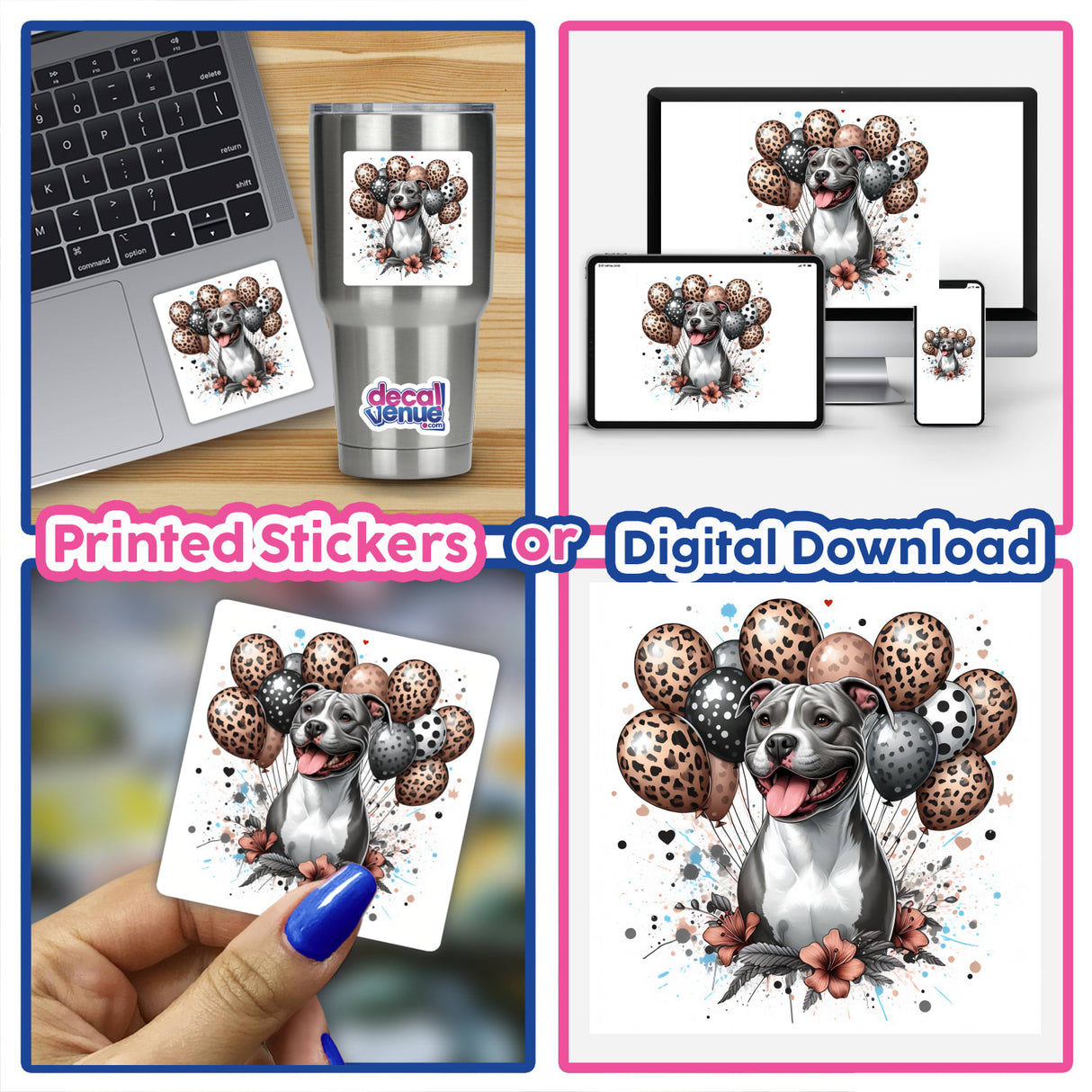 Pitbull w/ Leopard Print Party Balloons