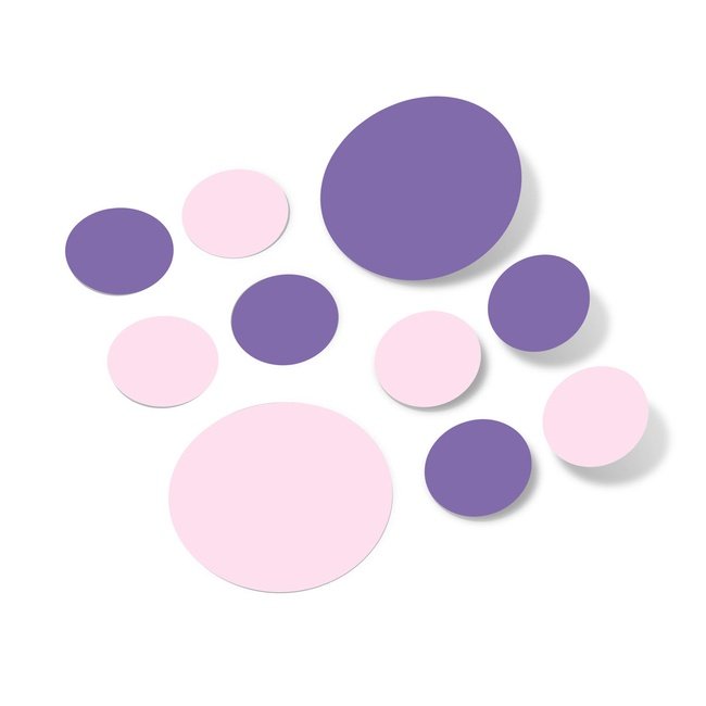 Baby Pink and Lavender Polka Dot Circles Wall Decals - Removable Vinyl Stickers