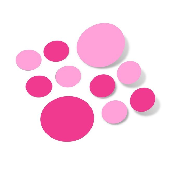 Pink / Hot Pink Polka Dot Circles Wall Decals by Decal Venue Decal Venue