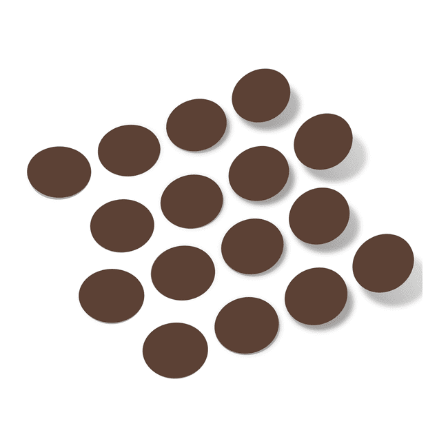 Chocolate brown polka dot circles wall decals arranged on a white background.