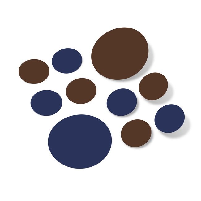 Navy Blue / Chocolate Brown Polka Dot Circles Wall Decals