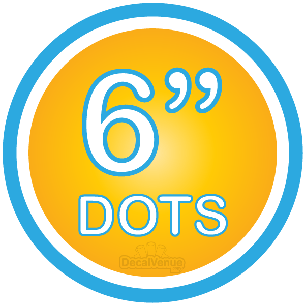 6 inch Polka Dot Circles Wall Decals from Decal Venue, vibrant blue and yellow sticker design displayed on a plain background