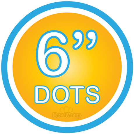 6 inch Polka Dot Circles Wall Decals from Decal Venue, vibrant blue and yellow sticker design displayed on a plain background