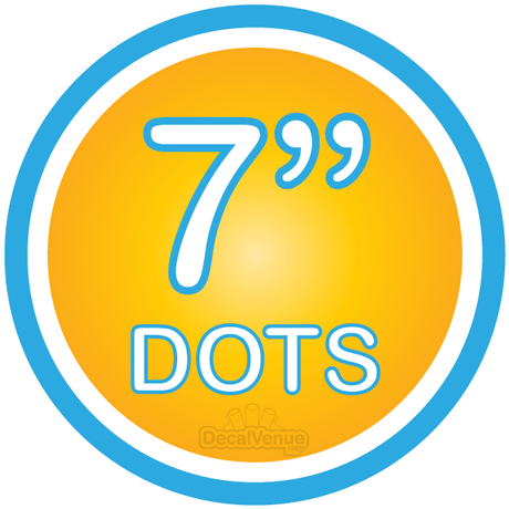 Colorful 7 inch polka dot circles wall decals from Decal Venue, a store offering unique stickers and digital art.