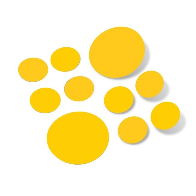 Colorful yellow polka dot circles wall decals