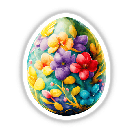 Colorful Easter Egg with Flower Decorations