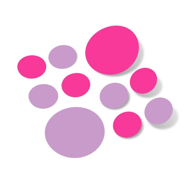 Hot Pink and Lilac Polka Dot Circles Wall Decals