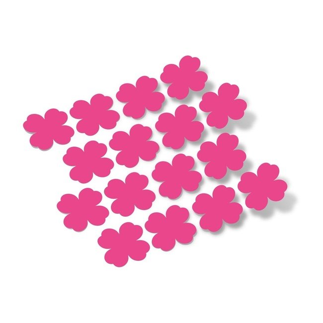 Hot pink shamrock vinyl wall decals arranged in a decorative pattern