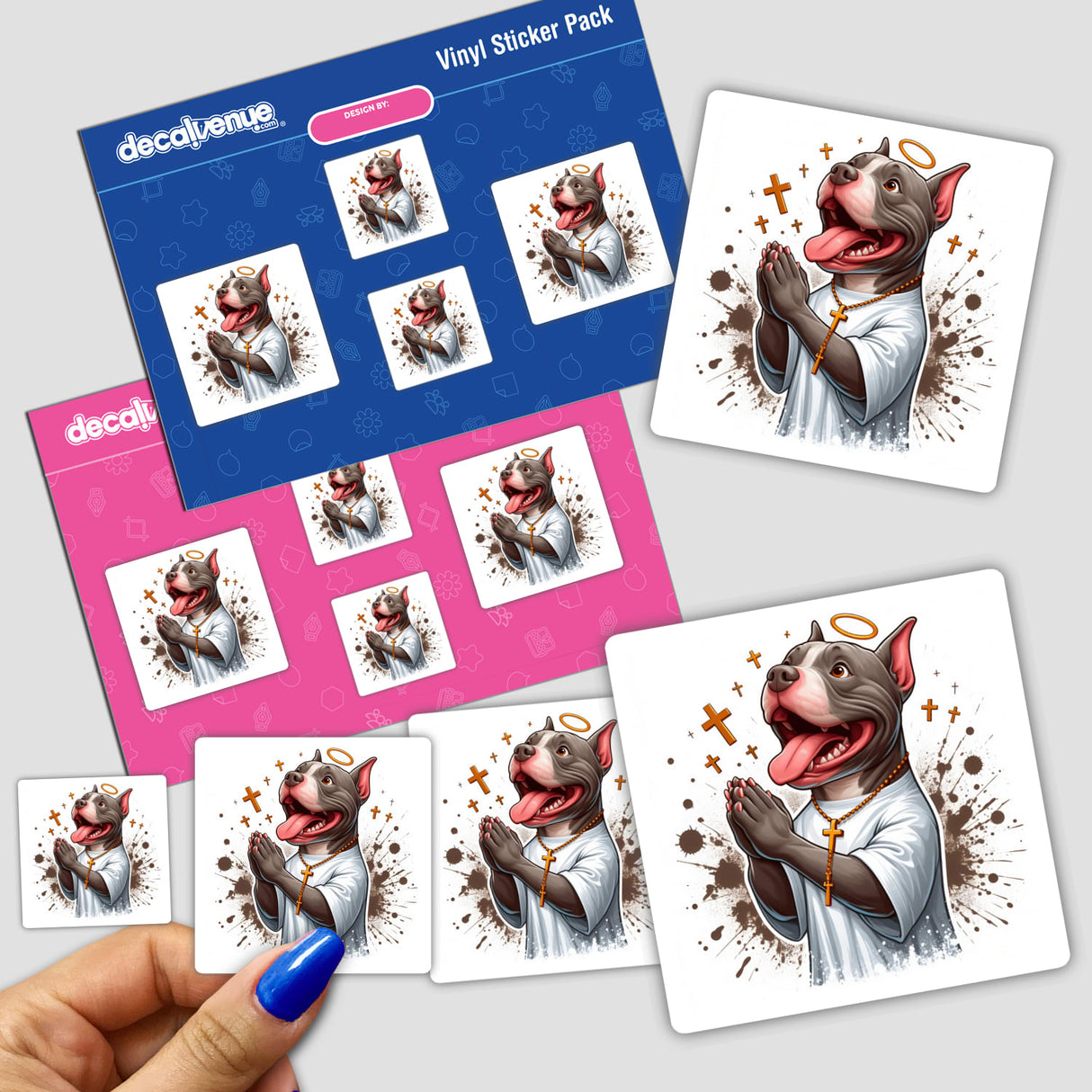 Praying Pitbull w/ Splatter Background