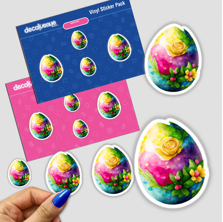 Colorful Easter Egg with Flowers