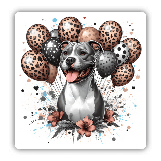 Pitbull w/ Leopard Print Party Balloons