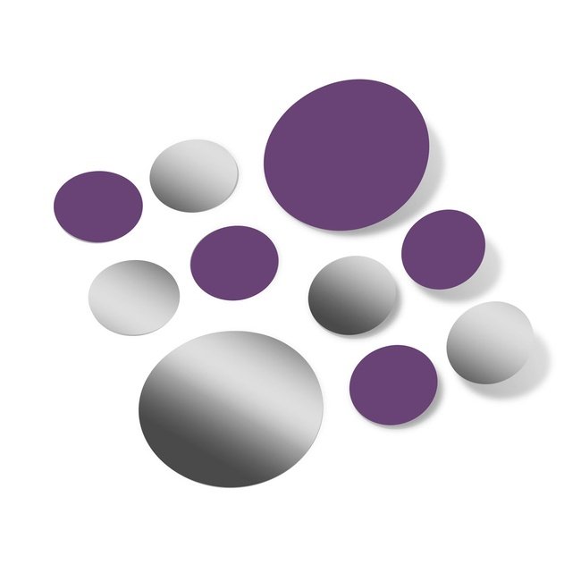 Metallic Silver / Purple Polka Dot Circles Wall Decals
