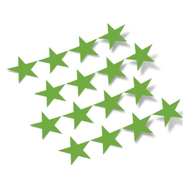Lime green star-shaped vinyl wall decals arranged in a scattered pattern on a plain white background.