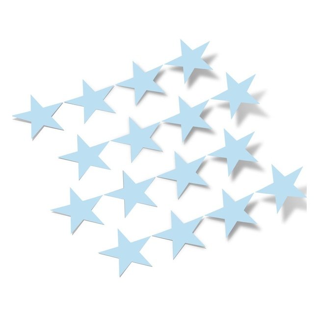 Baby blue vinyl star-shaped wall decals displayed on a white background.