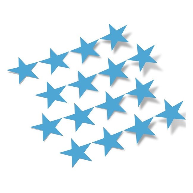 Ice Blue Stars Vinyl Wall Decals - Decorative peel-and-stick star-shaped vinyl stickers in a vibrant blue color.