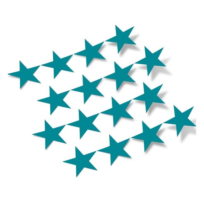 Turquoise stars vinyl wall decals on a white background