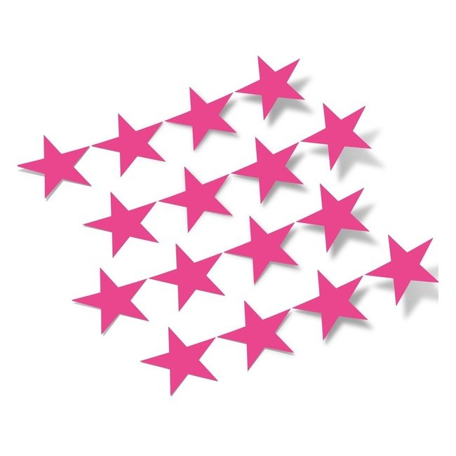 Vibrant pink star-shaped vinyl wall decals displayed against a white background.