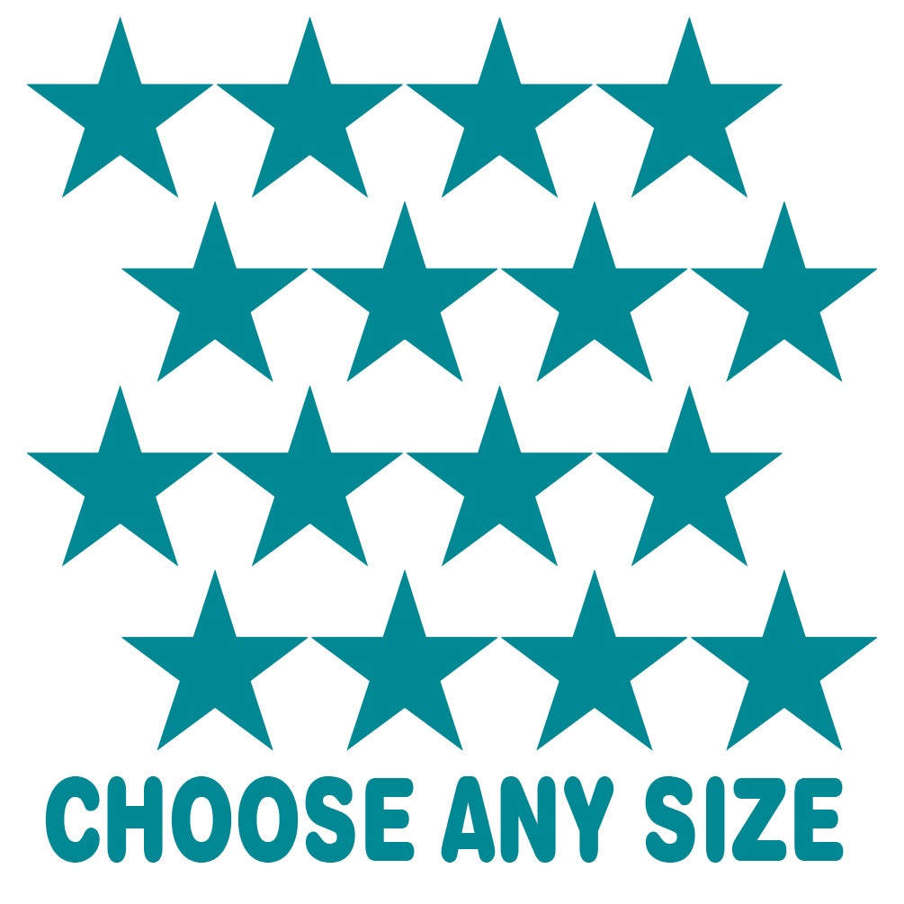 Turquoise Stars Vinyl Wall Decals - Customizable size stars in teal color to decorate any room.