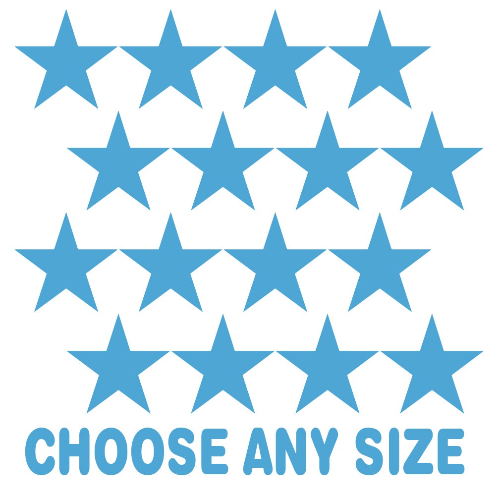 Ice Blue Stars Vinyl Wall Decals - Customizable shapes and patterns for personalized wall decor.