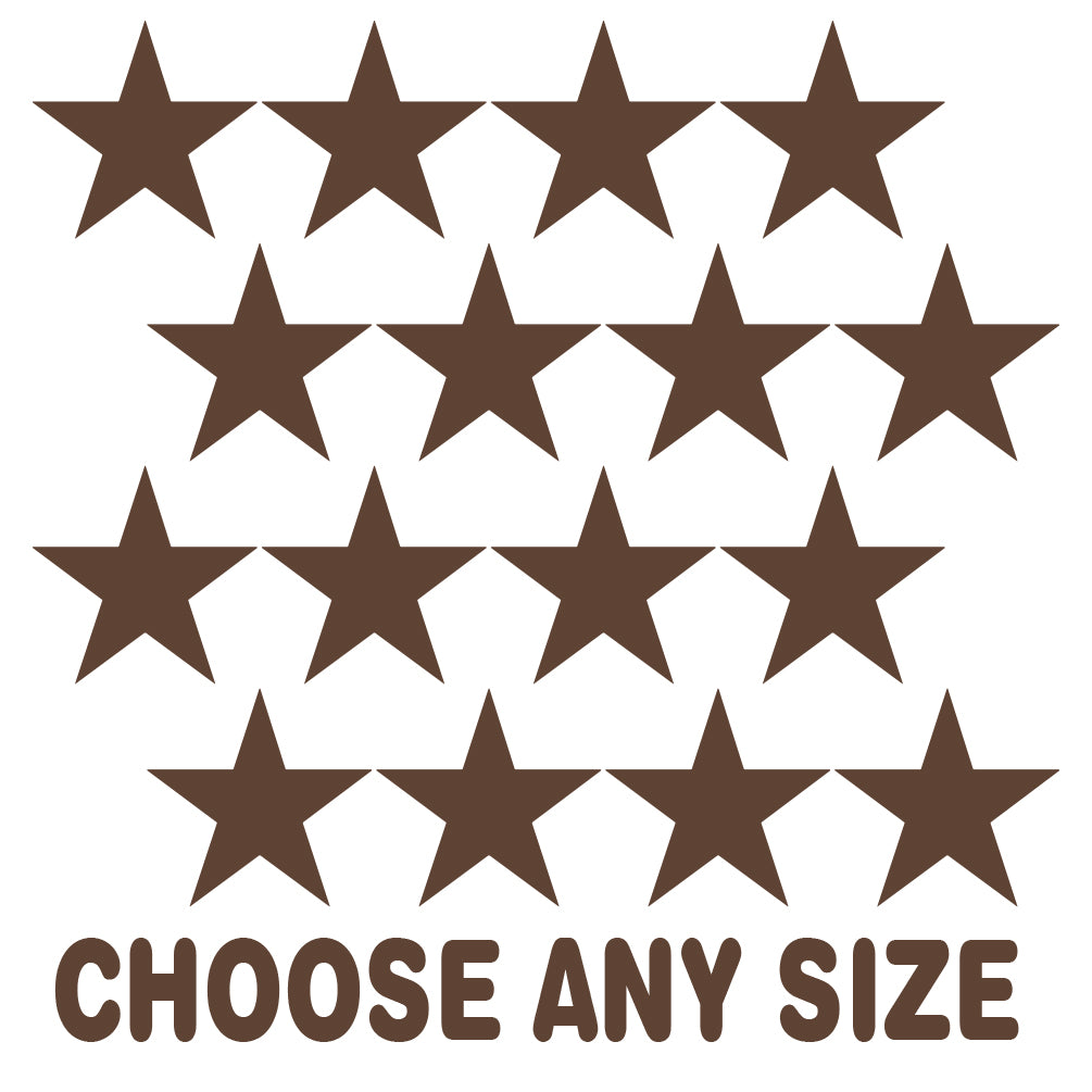 Chocolate Brown Stars Vinyl Wall Decals - Customizable shapes and sizes for decorative accents on any wall.