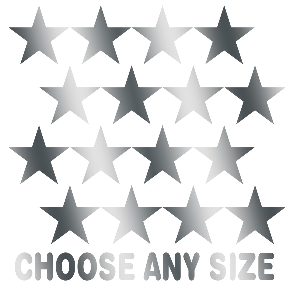 Metallic Silver Stars Vinyl Wall Decals - Choose Any Size Decorative Shapes for Home and Office Decor by Decal Venue