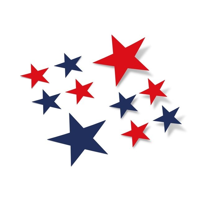 Navy Blue and Red Star-Shaped Vinyl Wall Decals
