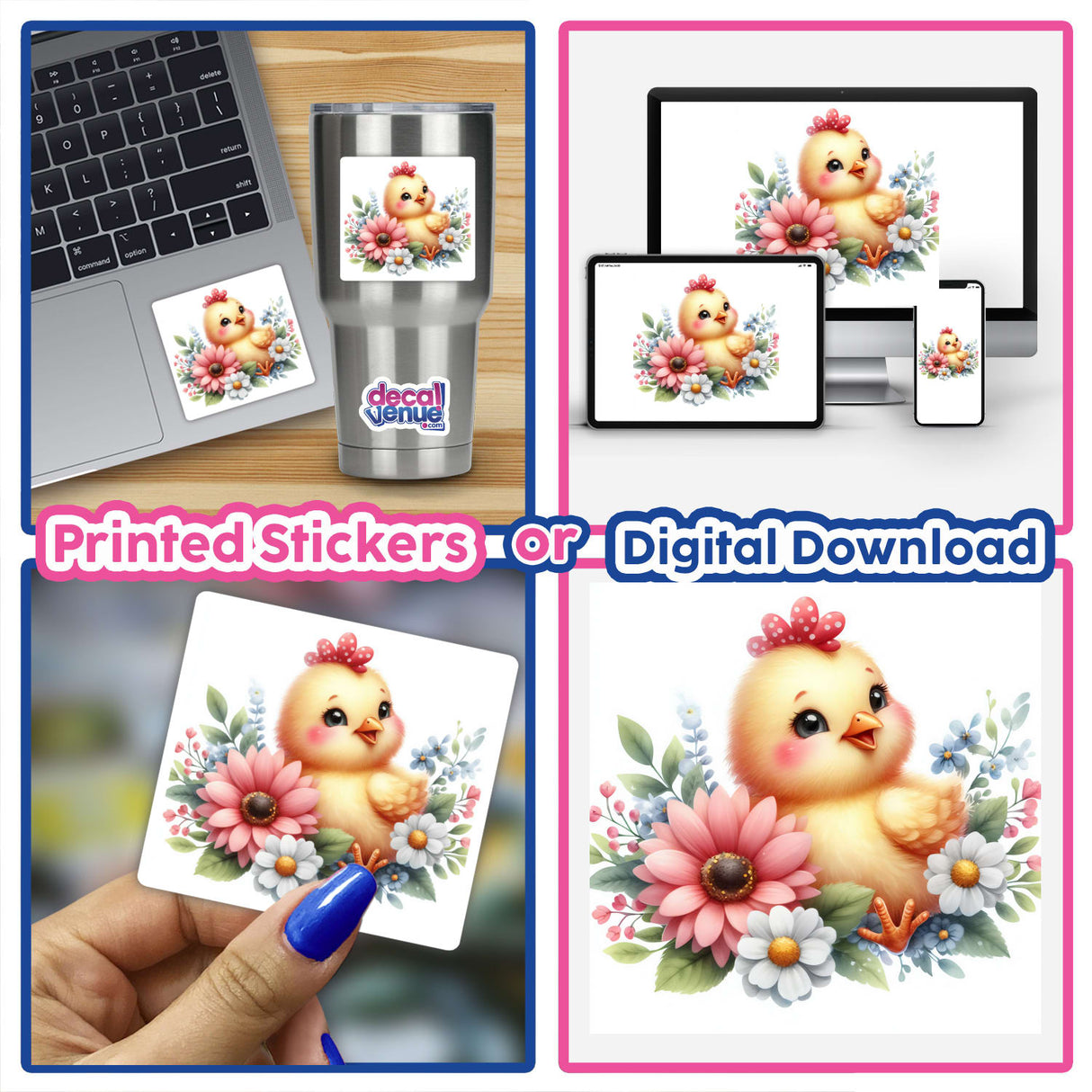 Baby Chick Surrounded by Flowers