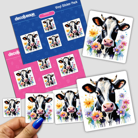 Watercolor Floral Dairy Cow