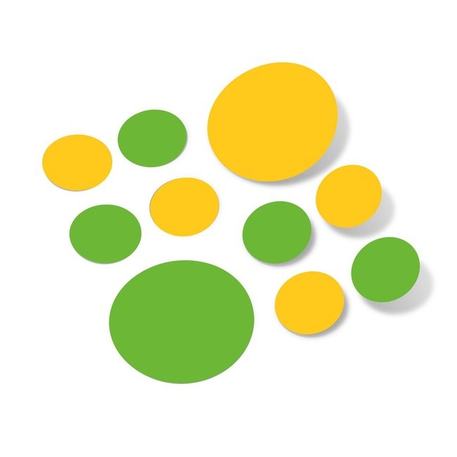 Lime Green / Yellow Polka Dot Circles Wall Decals