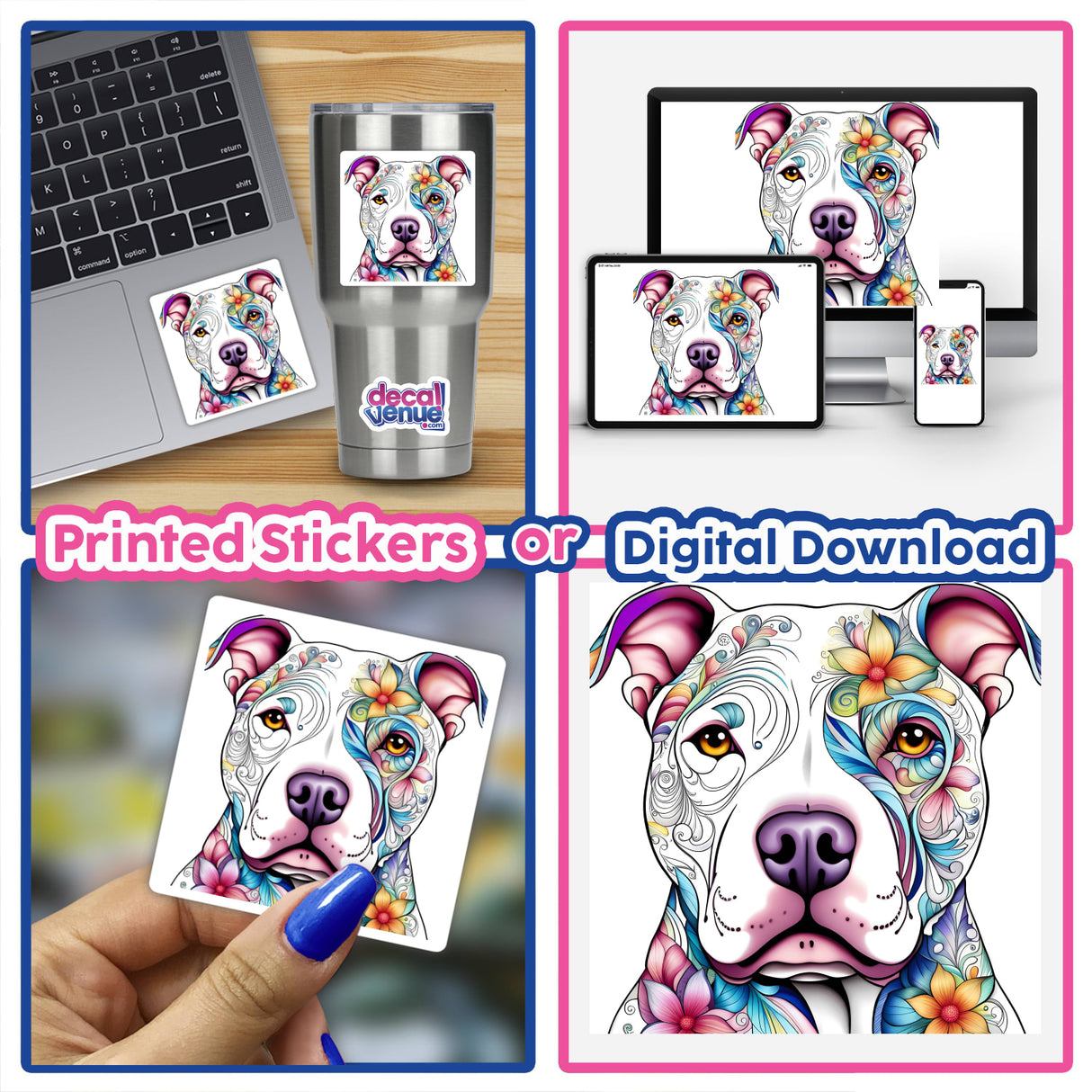 Floral Sugar Skull Pitbull