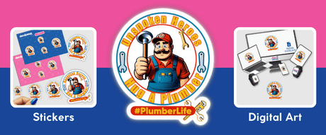 Daily Deal: 50% Off 'Hug a Plumber' Stickers or Digital Download Art Today Only!