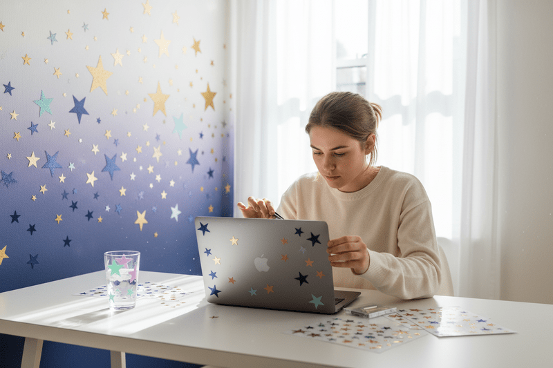 Decorate your space and devices with colorful vinyl star stickers for creative home decor and gifting ideas