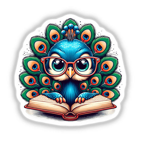Peacock With Reading Glasses Open Book