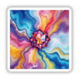 Gemstone Alcohol Ink Design featuring a vibrant, swirly abstract pattern with a diamond-like centerpiece, available as stickers or digital artwork from Decal Venue.