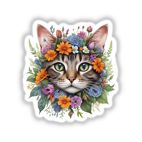 Cat Portrait Floral Accents PA57