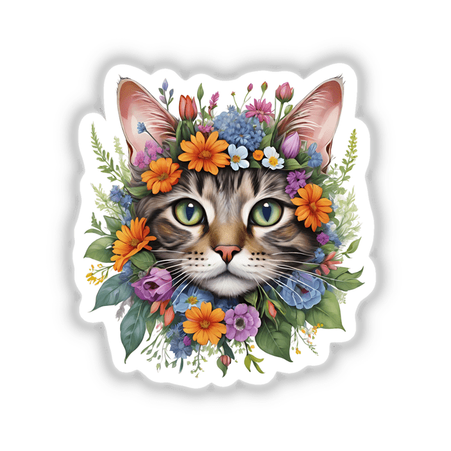 Cat Portrait Floral Accents PA57
