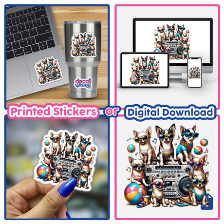 Chihuahua Beach Party Sunglasses Boombox