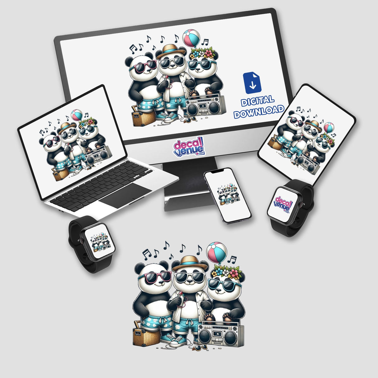 Panda Beach Party Sunglasses Boombox