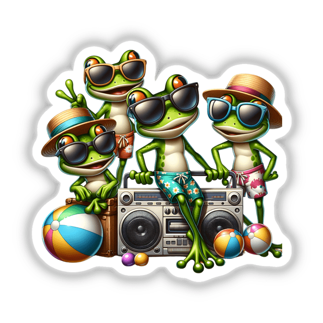Frog Summer Beach Party Sunglasses Boombox