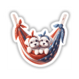 Maltese Dogs in American Flag Bandana Hammock