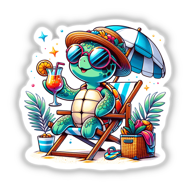 Sunbathing Turtle on Beach Chair