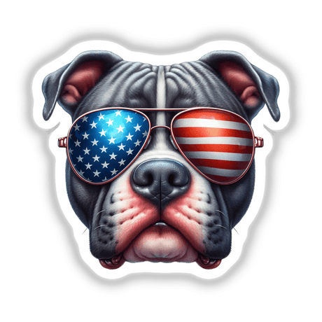 Patriotic American Flag Sunglasses Pitbull Dog