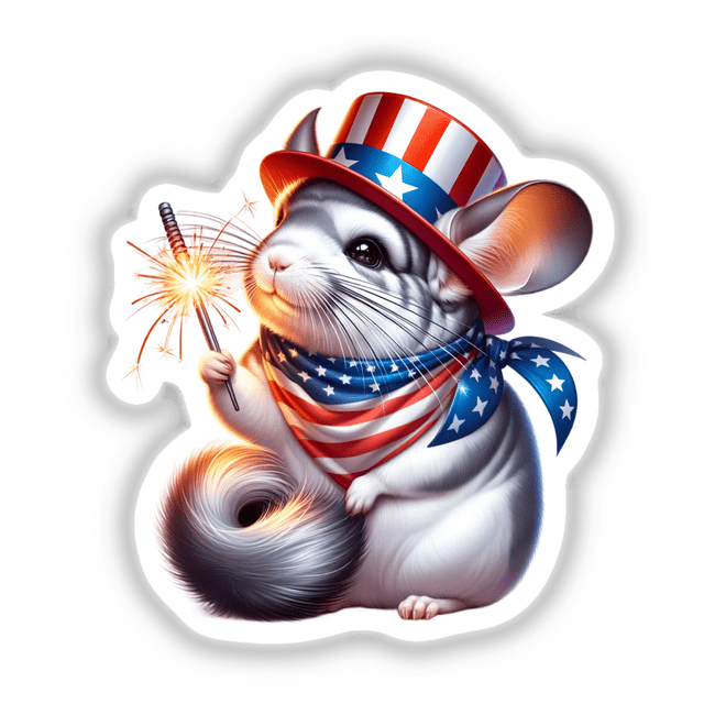 Chinchilla Holding Sparkler 4th of July