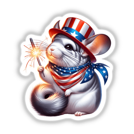 Chinchilla Holding Sparkler 4th of July