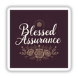 Blessed Assurance Hymn Typography Design featuring elegant floral illustrations, available as a sticker or clipart with commercial rights. Perfect for unique artistic projects or digital decor.