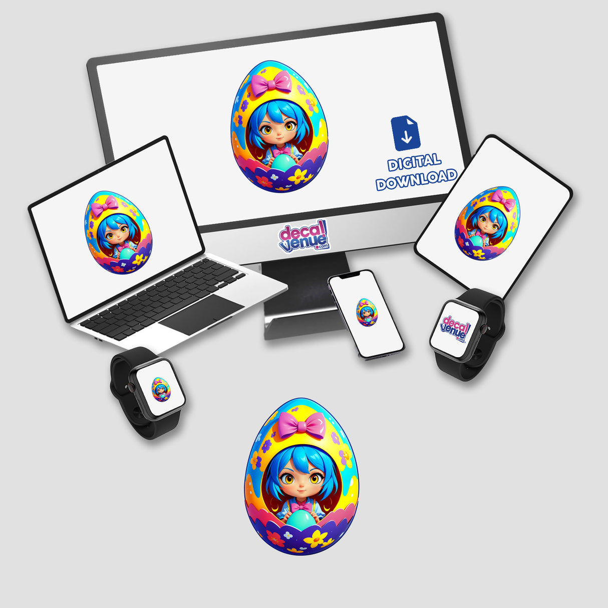 a computer, laptop, and other electronic devices with stickers on them